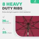 JEAREY 9FT Outdoor Patio Umbrella with Solar Lights, LED Lighted Pool Umbrella with Tilt and Crank, Outdoor Table Umbrellas for Deck, Yard & Market (Burgandy)