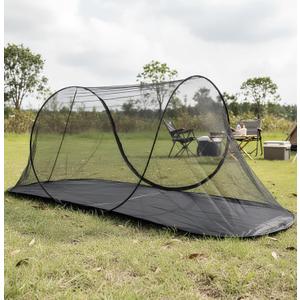 Pop Up Mosquito Tent, Outdoor High-Density Mesh Isolate Tiny Insects, Foldable Mesh Tent for Single Person, Mosquito Net with Storage Bag for Camping Travel Patio, Black