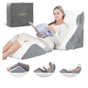 Kingfun 4pcs Orthopedic Bed Wedge Pillow Set for Post Surgery, Memory Foam for Sleeping, Adjustable Leg, Back and Arm Support, Sitting Up and Rest Pillow with Travel Bag