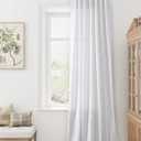 Guken White Linen Curtains 108 inches Long for Living Room Bedroom 1 Panel Back Tab Privacy Semi Sheer Boho Farmhouse Light Filtering Window Curtains 108 Inch Length White Linen Drapes (52"W x 108"L (Pack of 1), White)