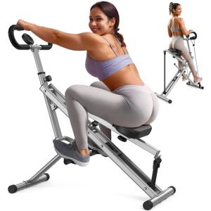 Sportsroyals Pink Squat Machine for Home,Rodeo Core Exercise Machine,330lbs Foldable,Adjustable 4 Resistance Bands,Ride & Rowing Machine for Botty Glutes Butt Thighs,Ab Back/Leg Press Hip Thrust (Grey)