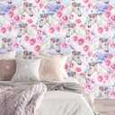 Pink Unicorn Wallpaper Peel and Stick Modern Art Deco Wallpaper for Bedroom Cabinets Pink Floral Contact Paper Self Adhesive Waterproof Wall Paper Laminate Countertop Sheets 17.5" x 118"