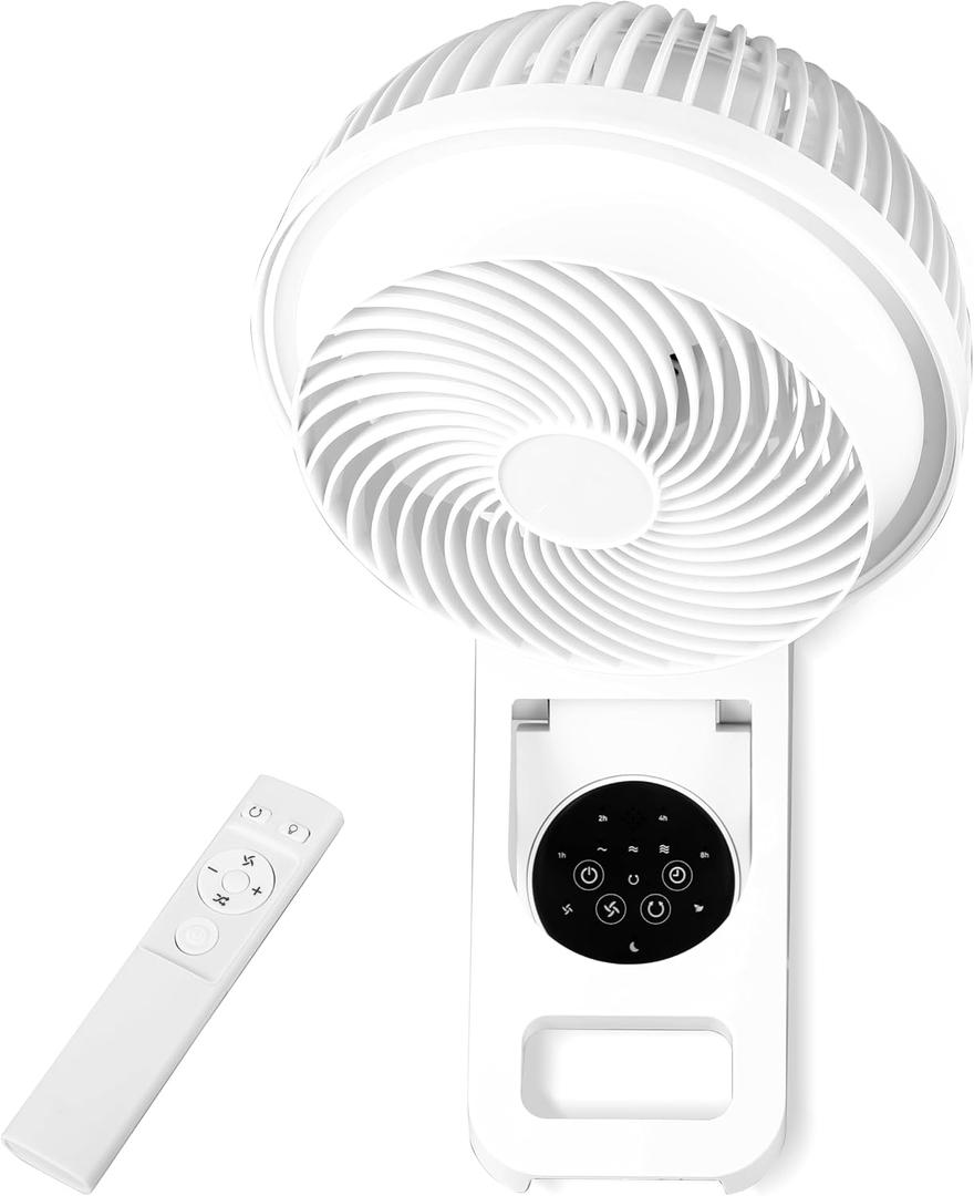 Simple Deluxe 7 inch Wall Mount Fan, 3 Speeds & 3 Modes, 15 Hours Timer, 60 Oscillating Circulating Fan, with Remote Control, Air Circulation Fan for Indoor Use, White