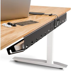 PAMO Cable Management Under Desk for Easy mounting Under-Table I Set of 2 - with 10X Cable Ties I Desk Organizer for Office/Home Office Table Thoughtful Cable Tray Holder (Black)