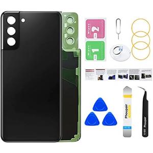 Phoupair OEM Back Glass Replacement for Samsung Galaxy S21+ Plus 5G with Professional Repairing Tool Kit (Phantom Black)