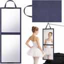 Foldable Portable Full Length Mirror for Dancer, Camping, Travel Grey 33.5" x 13.4" Portable Hanging Folding Mirror with Handle for Dance Competition Travel Full Body Backstage Mirrors