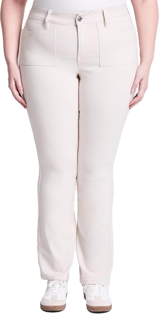 YMI Jeans Women's Hyperstretch Mid Rise Bootcut Pants (Ecru)