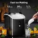 Antarctic Star Nugget Ice Maker Countertop with Soft Chewable Ice, Portable Sonic Ice Maker with Basket and Scoop, Removable Top Cover, Auto-Cleaning for Home/Party/RV/Camping (Stainless Steel Black) Stainless Steel Black, 34Lbs/24H