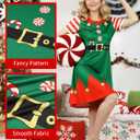 Women's Christmas Printed Tunic Dress Long Sleeve Crewneck Casual Costume Bodycon Dresses S-XXL (Medium, Bell Elf)