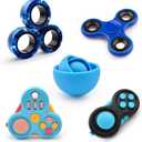 Fidget Toys Adults Pack 5Pcs,Fidget Spinner with Magnetic Rings Gyro,Fidget Controller Autism Sensory Toys,ADHD Stress Anxiety Desk Fidgets,Easter Basket Stuffers for Kids Teen Boys(BU) (Blue)