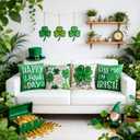St. Patrick's Day Pillow Covers Decoration 18 x 18 inches 4-Piece Set Green Pillow Covers Lucky Clover Spring Pillow Covers Sofa Home