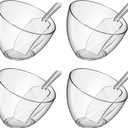Hoolerry 8 Pcs Serving Bowls Kit Include Plastic Bowls for Parties and Popcorn Measuring Scoops Acrylic Plastic Kitchen Angled Candy Scoops for Office Canister Salad Cooking(Clear,35 oz)