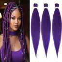 3 Packs Purple Braiding Hair Pre Stretched Long Braids 26 Inch, Prestretched Synthetic Crochet Twist Braids Hair Extensions for Party Halloween (Purple, 26inch(Pack of 3))