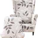 CRFATOP Wingback Chair Covers 2 Pieces Stretch Printed Wing Back Chair Cover Sofa Slipcover Washable Wingback Armchair Slipcovers Furniture Protector with Elastic Bottom for Wingback Chairs,B07