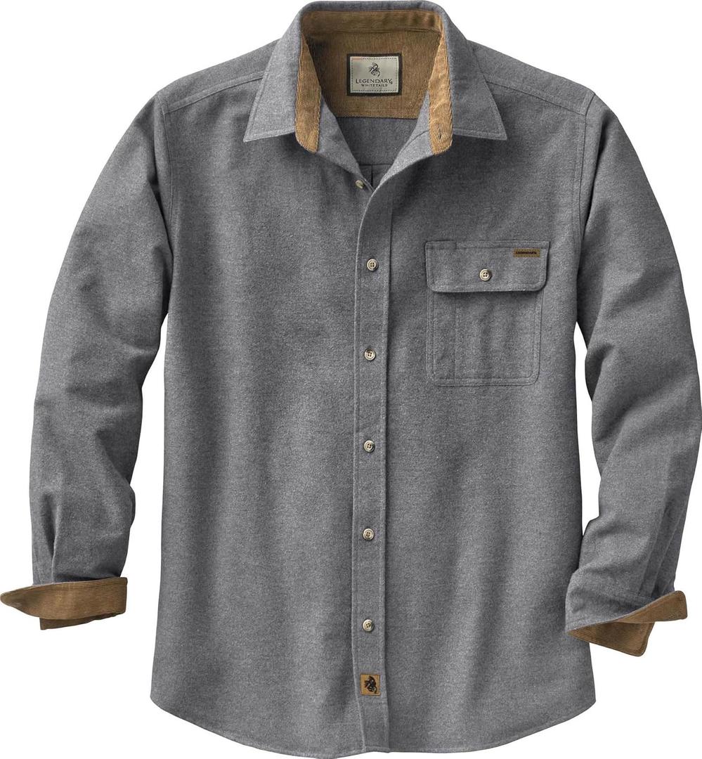 Legendary Whitetails Mens Long Sleeve Button Down 100% Cotton Flannel Shirt (4X-Large Big, Charcoal Heather)