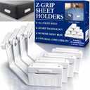 The Original Patented Fitted Sheet Holders - 4 Bed Sheet Grippers 10 Sheet Locks (8 + 2 Spares) Bed Sheet Holders For Corners, Clips, No Metal Corner Sheet Grippers Easily Say Goodbye To Loose Sheets