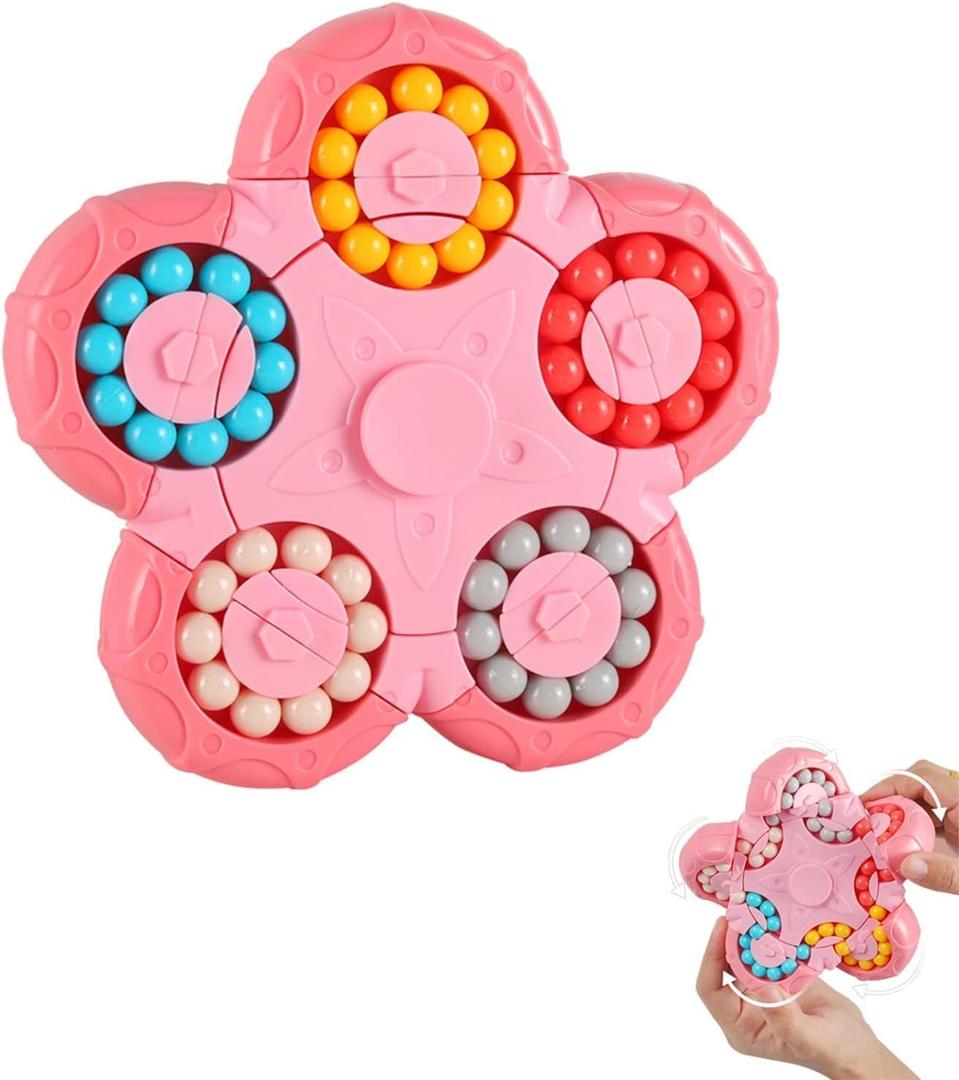 YUDANSI Magic Bean Puzzle Toy, Rotating Magic Bean & Fidget Cube 2-in-1, Rotating Magical Cube Fidgets Gift for Kids Boys Girls Age 3+, 5-7, 8-12, Brain Teaser Fingertip Toys for Teens Adults