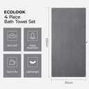 ecolook 4 Pack Microfiber Bath Towels, 31 x 63 inches Extra Large Bath Towel Set, Super Soft Highly Absorbent Bath Towels Set of 4, Quick Dry Lightweight Bathroom Towels for Spa, Pool, Gym, Dark Gray