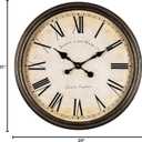 Bernhard Products Large Decorative Wall Clock 20 Inch Silent Non Ticking Battery Operated Quartz Vintage Stylish with Rustic Dark Brown Rim for Home Living/Dining Room Kitchen & Over Fireplace