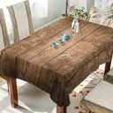 Table Decoration for Party Rustic Wood Planks Retro Grain Rectangle Table Cloth Polyester Tablecloth Square Table 60 Inch for Dinner Table Decor