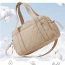 Percover Weekender Bag for Women, Ultra Lightweight Travel Duffle, Carry On Personal Item Overnight Bag with Toiletry Pouch & Compartments, Quilted Gym & Travel Bag, Camel Tan