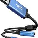 MillSO USB to Dual 3.5mm Audio Jack Adapter, Sapphire Blue TRRS External Stereo Sound Card Headphone Stereo Jack Splitter for Two Headphones, Speakers to a PC, Laptop, Desktop, PS4, PS5-1 Feet