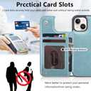 Wallet Case for iPhone 12 and 12 Pro 6.1", Compatible with MagSafe, Wireless Charging, Leather Card Holder Kickstand Protective Cover Magnetic Phone Flip Case-Sky Blue