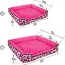 Rectangle Washable Dog Bed for Large, Medium & Small Dogs – Soft Calming Puppy Beds, Durable Warm Pet Sofa with Non-Slip Bottom for Indoor Use.Pink M Size (33.5"x33.5"x7.1")