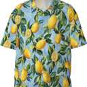 Men's Hawaiian Beach Shirt, Short Sleeve Shirts for Men, Quick-Dry Button Up Shirt (Mediterranean Lemon, XL)