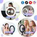 Selfie Ring Light 12" with Tripod Stand and Phone Holder, LED Ring Light for Desk with 3 Light Modes & 11 Brightness Level for Selfie, YouTube, Makeup, Live Streaming, TIKTOK