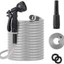 75ft Metal Garden Hose Stainless Steel Heavy Duty Water Hose With 2 Nozzles, No Tangle and Kink, Lightweight & Flexible, Tough and Pet Proof, Metal Garden Hose for Yard, RV, Garden, Outdoor, 2 pcs