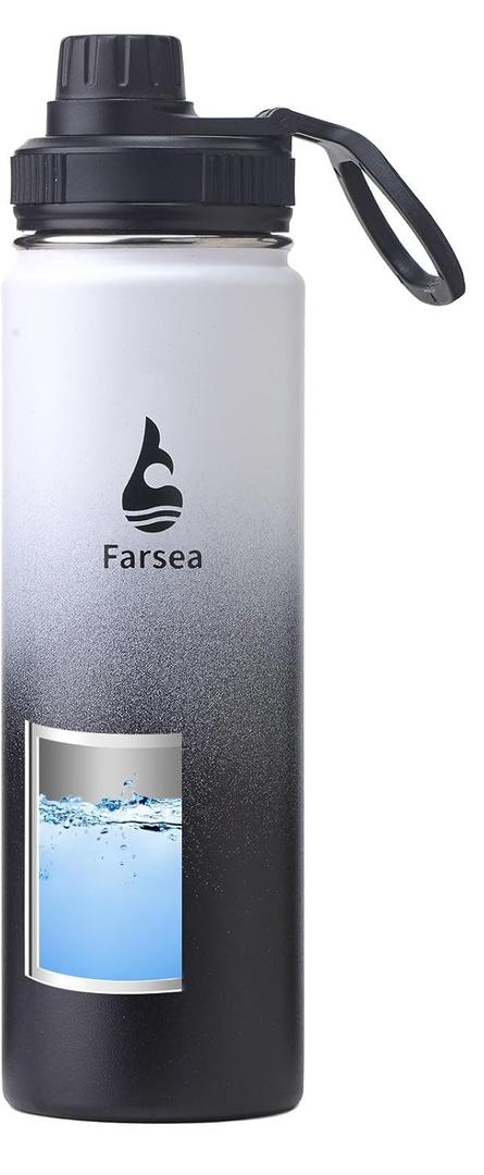 Farsea Insulated Water Bottle With Paracord Handle, Protective Boot and 2 Lids (Straw Lid & Spout Lid), Stainless Steel Water Bottle Wide Mouth, Double Wall Sweat-Proof BPA-Free, 24 oz