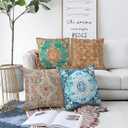 Boho Throw Pillow Covers 20x20 inch Set of 2,Bohemian Vintage Carpet Pattern Antique Ethnic Decor Double Sided Pattern Cushion Cover Soft Pillow Case Living Sofa Room Bed Square Pillow Cover