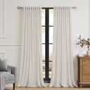 PRIMROSE Cream Ivory Curtains 90 inch for Living Room,2 Panels Drapes Blackout Rod Pocket Back Tab Window Treatment Room Darkening Thick Decorative Curtains for Bedroom