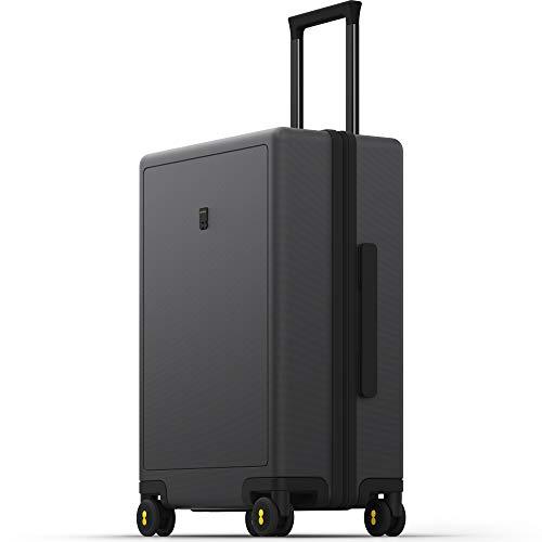 LEVEL8 Checked Luggage 24 inch, Large Suitcase with Wheels, Lightweight Luminous Textured Tsa Approved Medium Hardside Luggage with 8 Spinner Wheels, 24-Inch Checked-In,Dark Grey