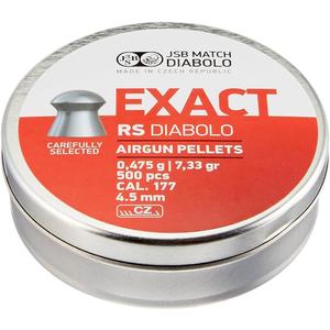 JSB Diabolo Exact RS Air Gun Pellets .177 Cal, 7.3 Grains, 500ct, Gray (546307-500)