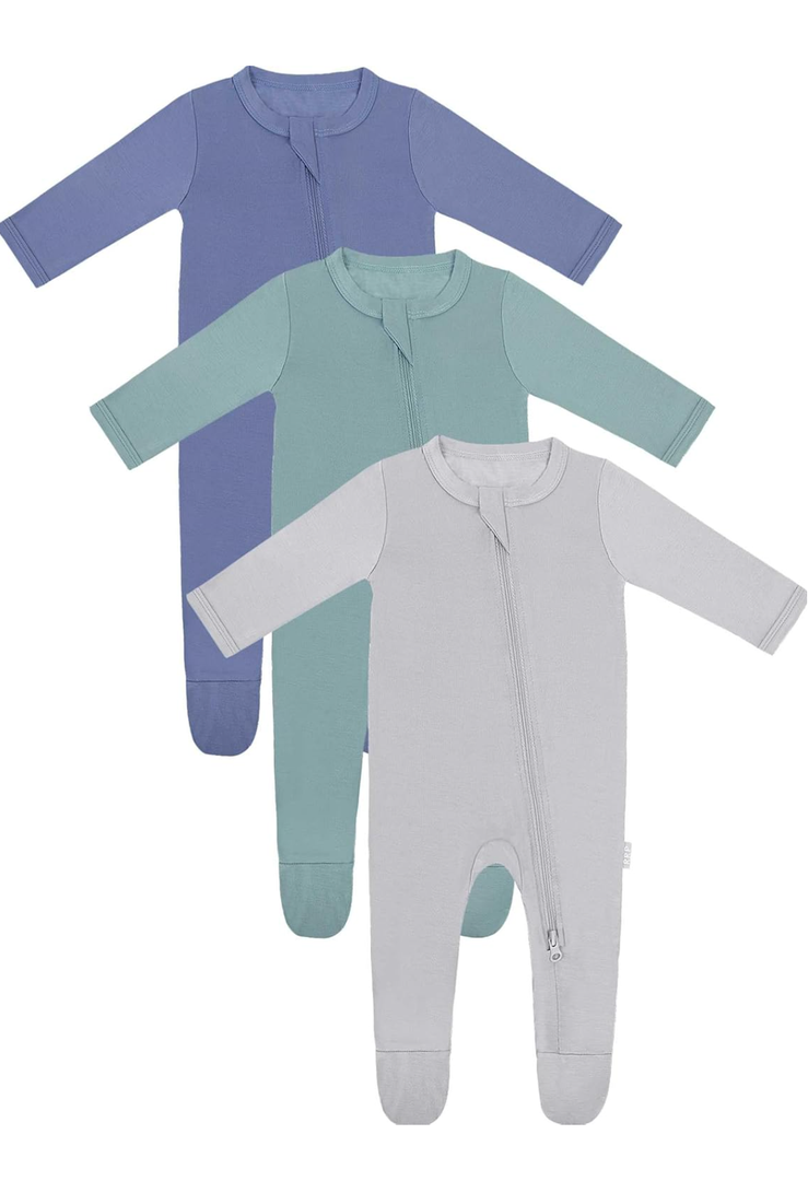 RRP Unisex Baby Footies Pajamas,Rayon Derived From Bamboo,Buttery Soft Sleep 'N Play PJs,2-Way Zipper Closure, 9-12M