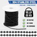 Yaocom 50ft 4.5mm Ball Beaded Chain with 50 Connectors for Roller Shade &Vertical Window Blinds, Dog Tag Chain, Jewelry Making/Crafts & DIY Projects (Black)