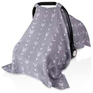 Metplus Car Seat Cover Baby boy, 100% Muslin Cotton Infant Carseat Covers, Lightweight Breathable Car Seat Canopy, Summer Stroller Sun Shade, Newborn Travel Essentials(Arrow)