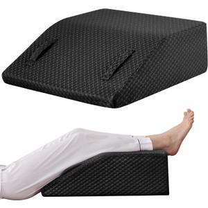 Leg Elevation Pillow for After Surgery, 10inch Foam Leg Elevating Pillow for Swelling and Blood Circulation, Leg Wedge Pillow for Sleeping, Knee Pillow for Knee Hip Ankle Pain Relief, Black