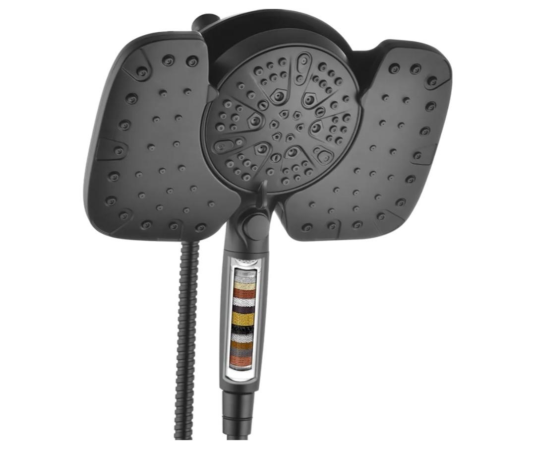 Inavamz Black Shower Heads with Handheld Spray Combo 2.5GPM: 10” Rainfall Shower Head & Detachable Shower Head, 9 Spray Settings Handheld Shower Head with ON/OFF Switch and 15-Stage Filter