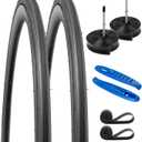 2-PCS 700C Road Bike Tires 700x23C/23-622 Compatible with 700x21C 700x22C 700x23C 700x24C 700x25C Bike Bicycle Tires(Y-914) (Black Bike Tires and Tubes)