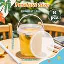 Clear Plastic Cups with Lid and Straw, Reusable Drink Bucket with Handle for Iced Coffee, Smoothie, Ice Cream - Sturdy Food Safe Party Cups for Pool, Beach, Birthday Parties (8, 32 oz)