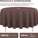 10 Pack Premium Disposable Plastic Tablecloth 84" Round Table Cover for Birthdays Weddings Christmas Anniversary Buffet Table (Brown)