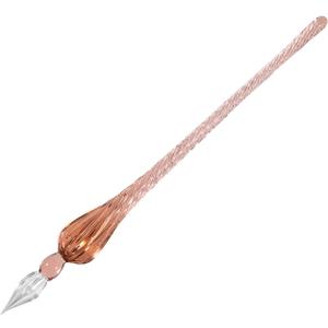 molshine Handmade Glass Dip Pen Crystal Calligraphy Pen Signature Dipped Pen for Artist Women Men Teens,Writing Drawing Decoration Gifts (Pink)