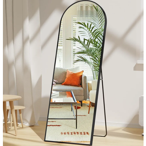 Floor Mirror, 64"x21" Black Full Length Mirror, Arched Mirrors Full Length, Freestanding Mirrors, Arch Floor Length Mirror with Thin Aluminum Frame Hanging or Leaning, Wall Mounted Mirror for Bedroom