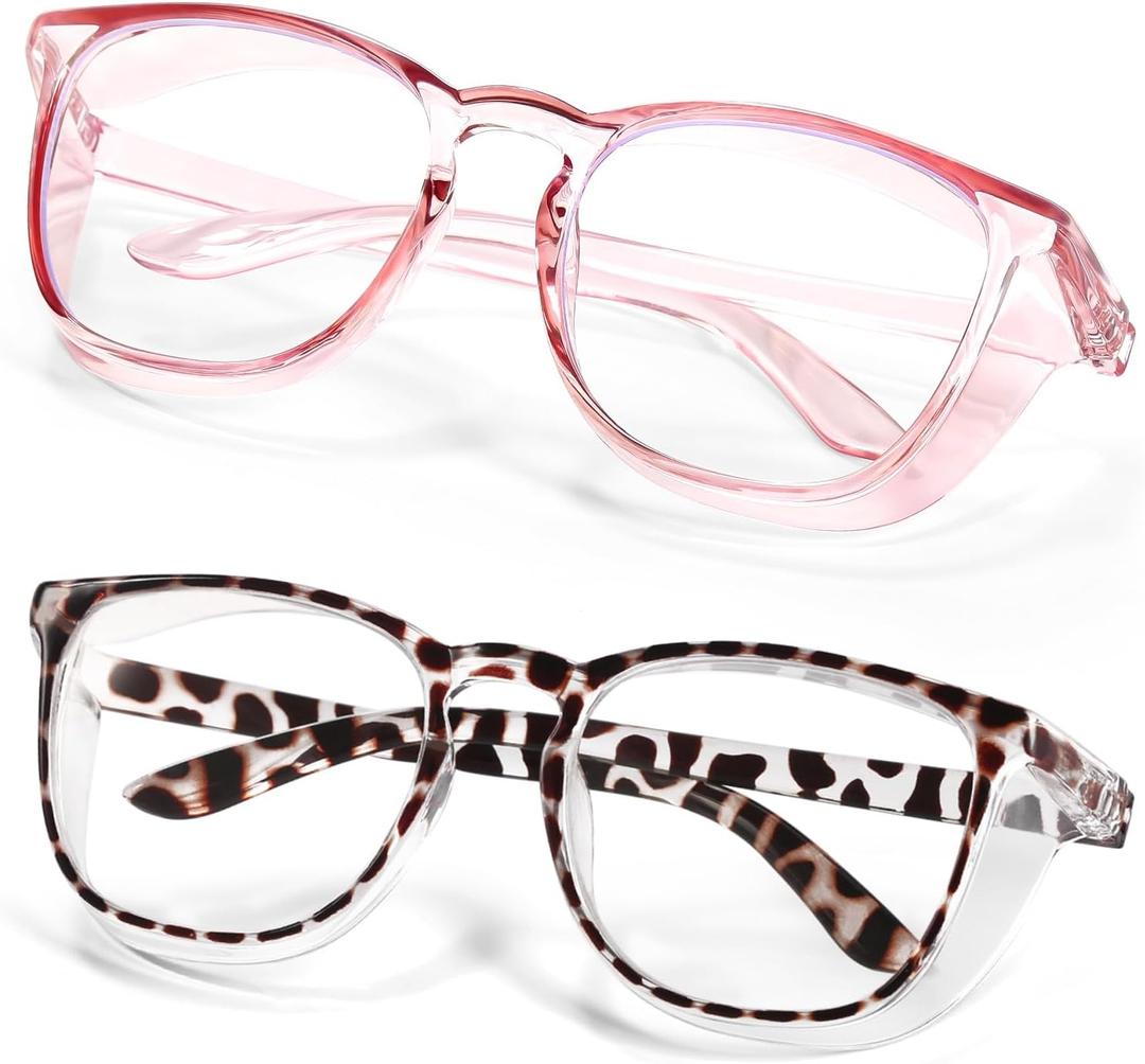 LASMEX Stylish Safety Glasses Goggles for Women Girls Anti-fog Glasses Protective Eyewear Clear Glasses (Pink/Tortoise)