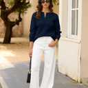 ZAFUL Womens Fall Cable Knit Sweaters Long Sleeve V Neck Chunky Casual Pullover Tops 2025 Fashion Clothes Winter Trendy (M)