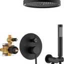 Black Shower Faucets Sets Complete, Matte Black Shower Fixtures, Shower System with 10 Inch Rainfall Shower Head And High Pressure Handheld, Brass Valve with Pressure Balance Cartridge