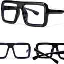 knliwkm Big Black Rimmed Nerd Glasses Costume for Women Men Thick Square Oversized Frame Clear Lens Eyeglasses Old Man Adults Children